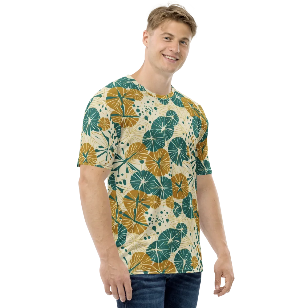 Ochre Lotus Field on Men's Crew Neck T-Shirt — Right