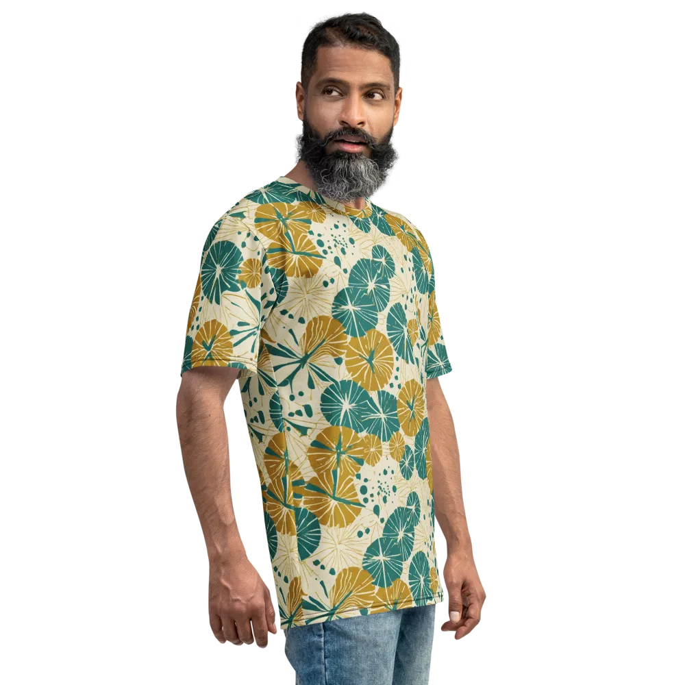 Ochre Lotus Field on Men's Crew Neck T-Shirt — Right