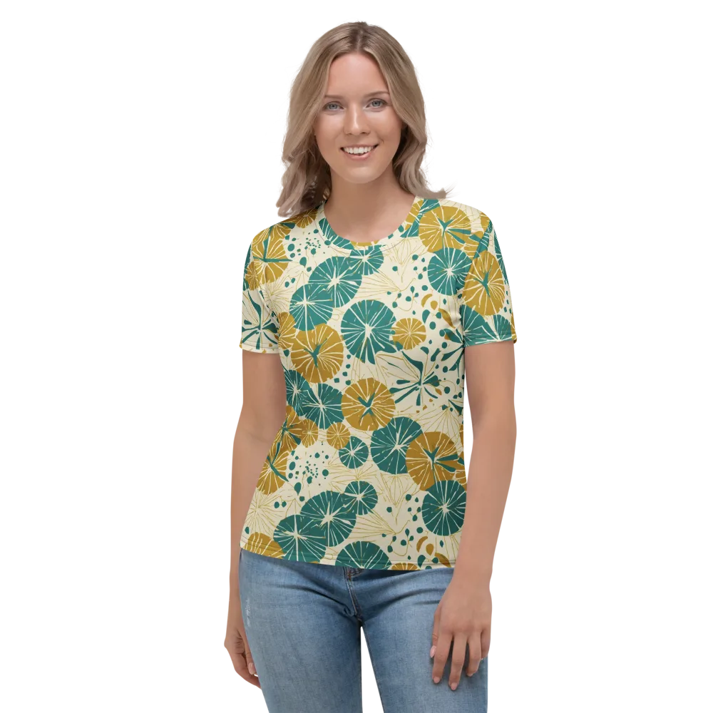 Ochre Lotus Field on Women's Crew Neck T-Shirt — Front