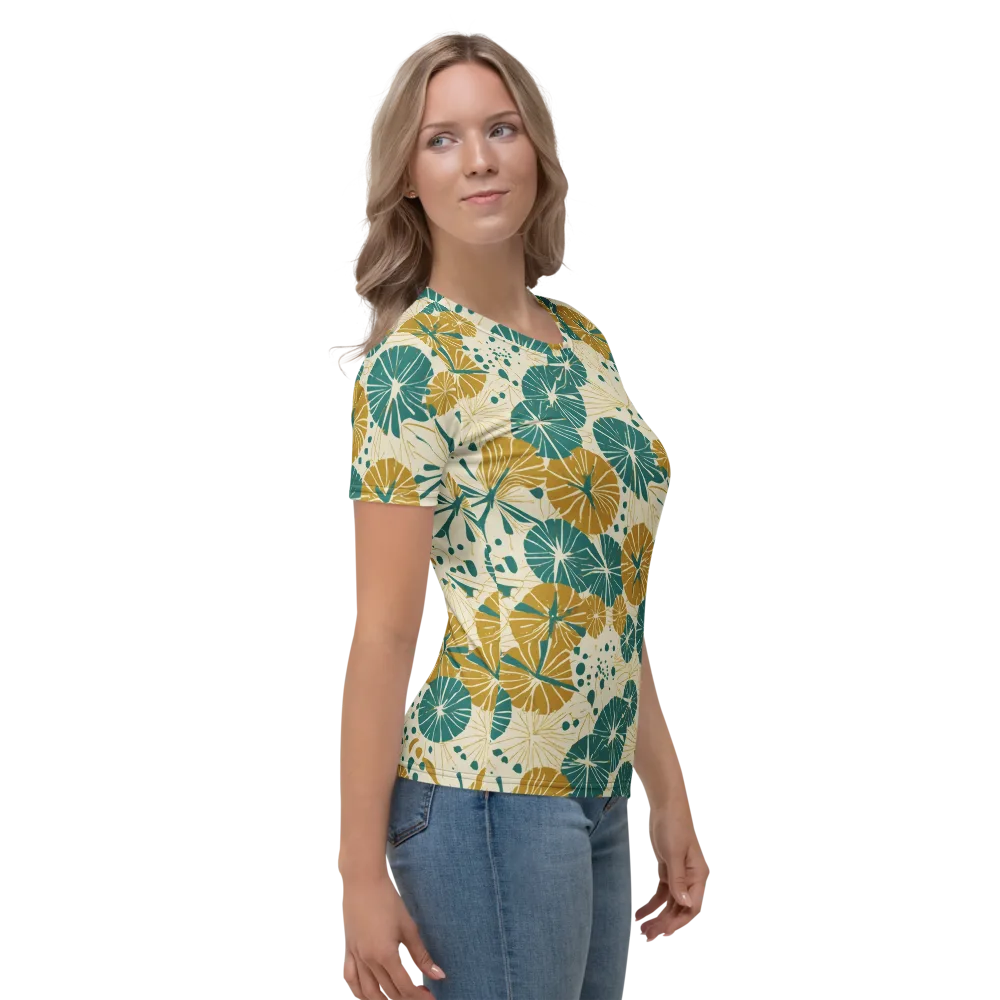Ochre Lotus Field on Women's Crew Neck T-Shirt — Right