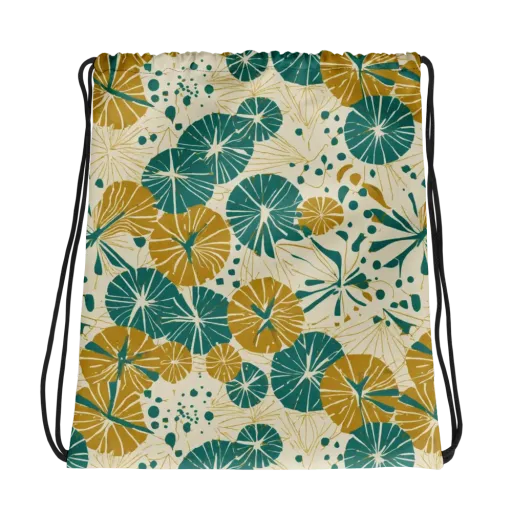 Ochre Lotus Field on a Drawstring Bag