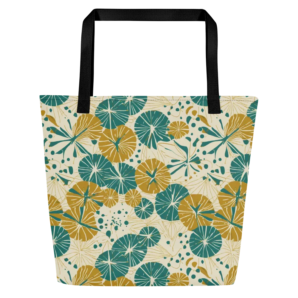 Ochre Lotus Field on Large Tote Bag W/ Pocket — Front