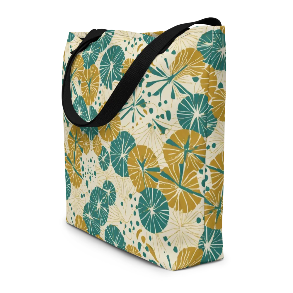 Ochre Lotus Field on Large Tote Bag W/ Pocket — Front