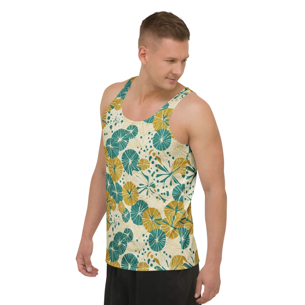 Ochre Lotus Field on Men's Tank Top — Left Front