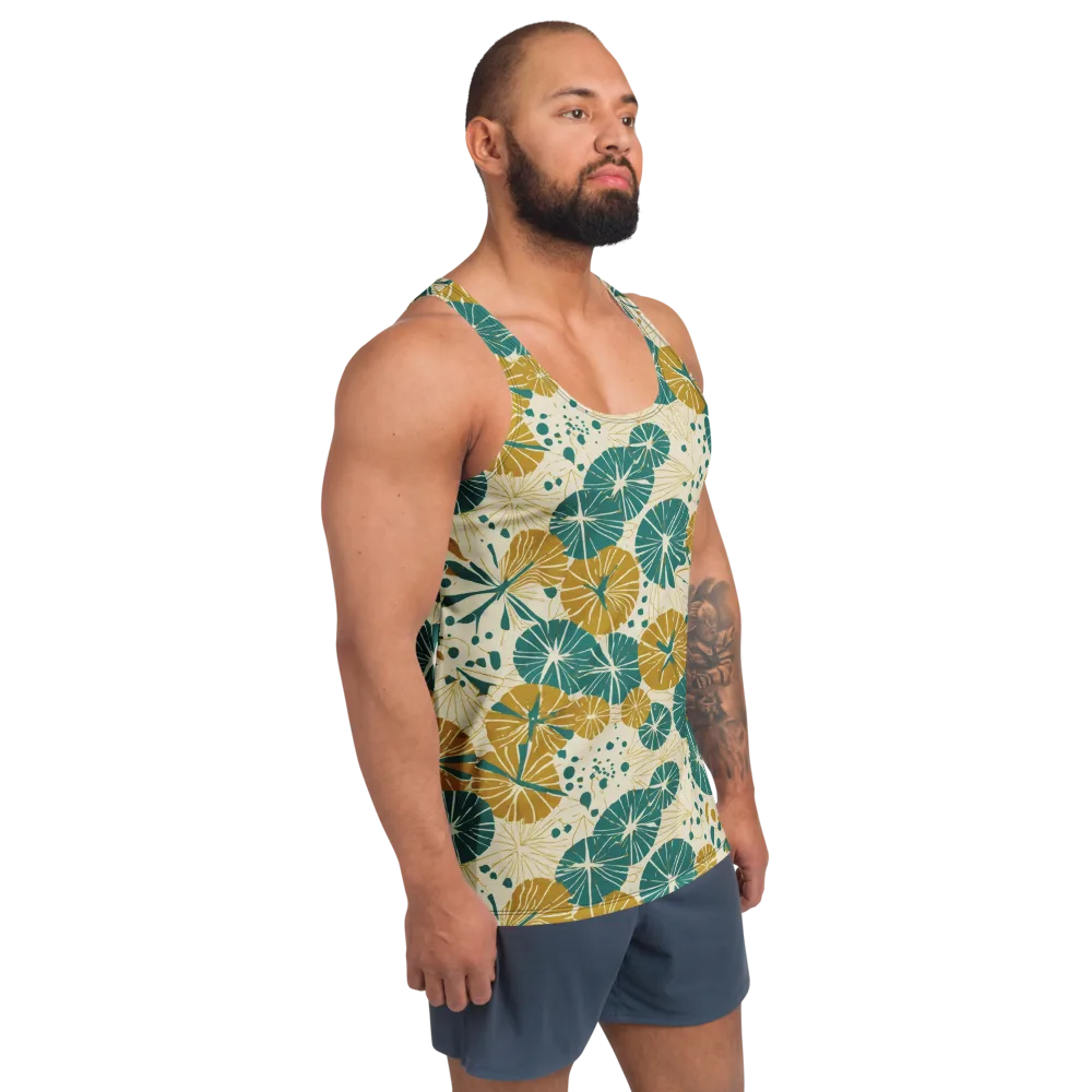 Ochre Lotus Field on Men's Tank Top — Right Front