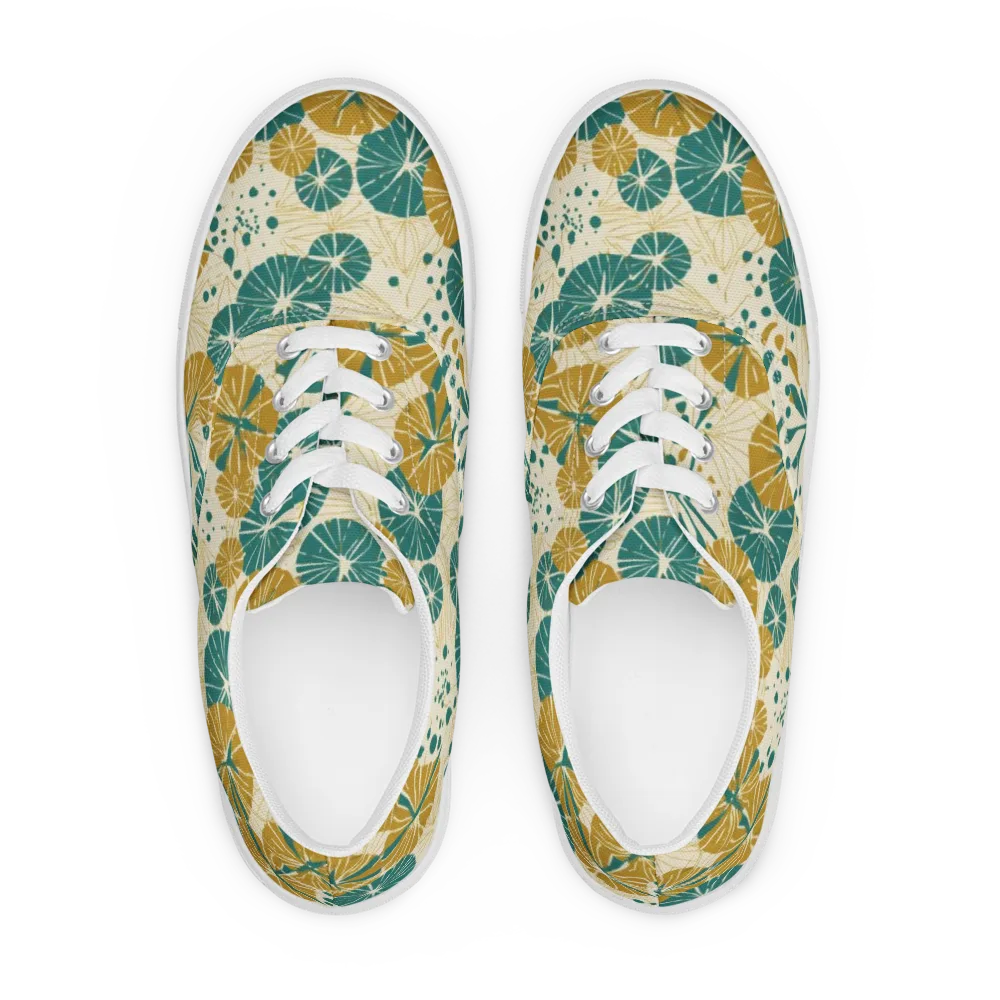 Ochre Lotus Field on Men's Lace-Up Canvas Shoes — Front