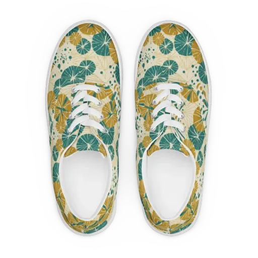 Ochre Lotus Field on a Men's Lace-Up Canvas Shoes