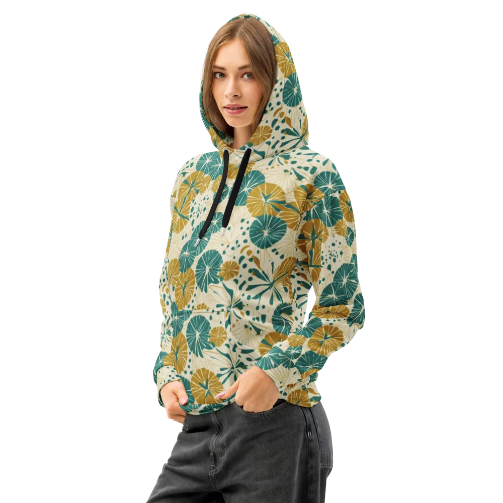 Ochre Lotus Field on Cotton Hoodie — Left Front