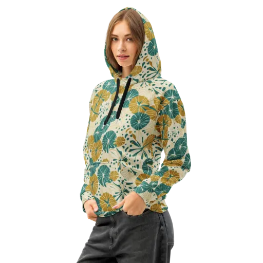 Ochre Lotus Field on a Cotton Hoodie