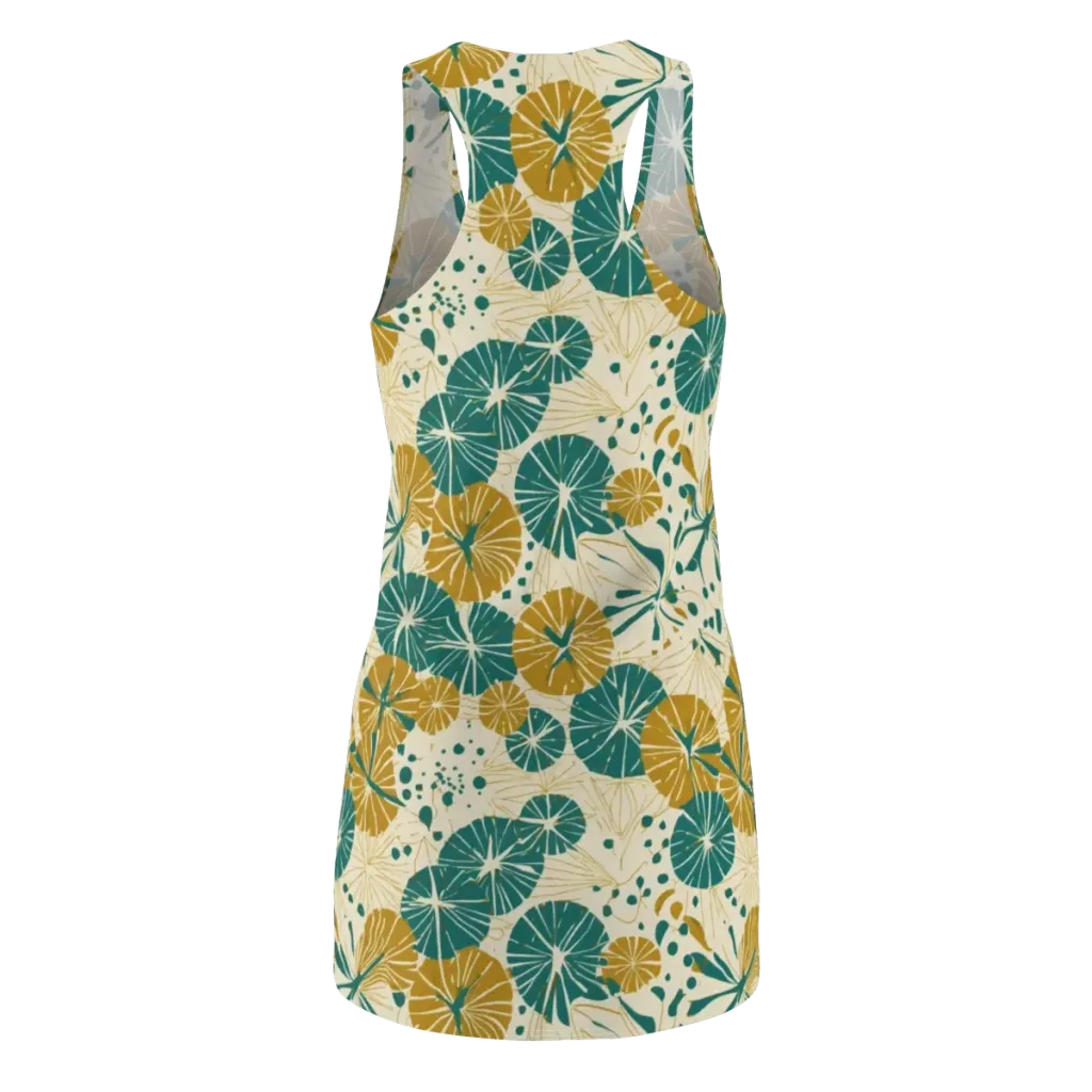Ochre Lotus Field on Racerback Dress — Back