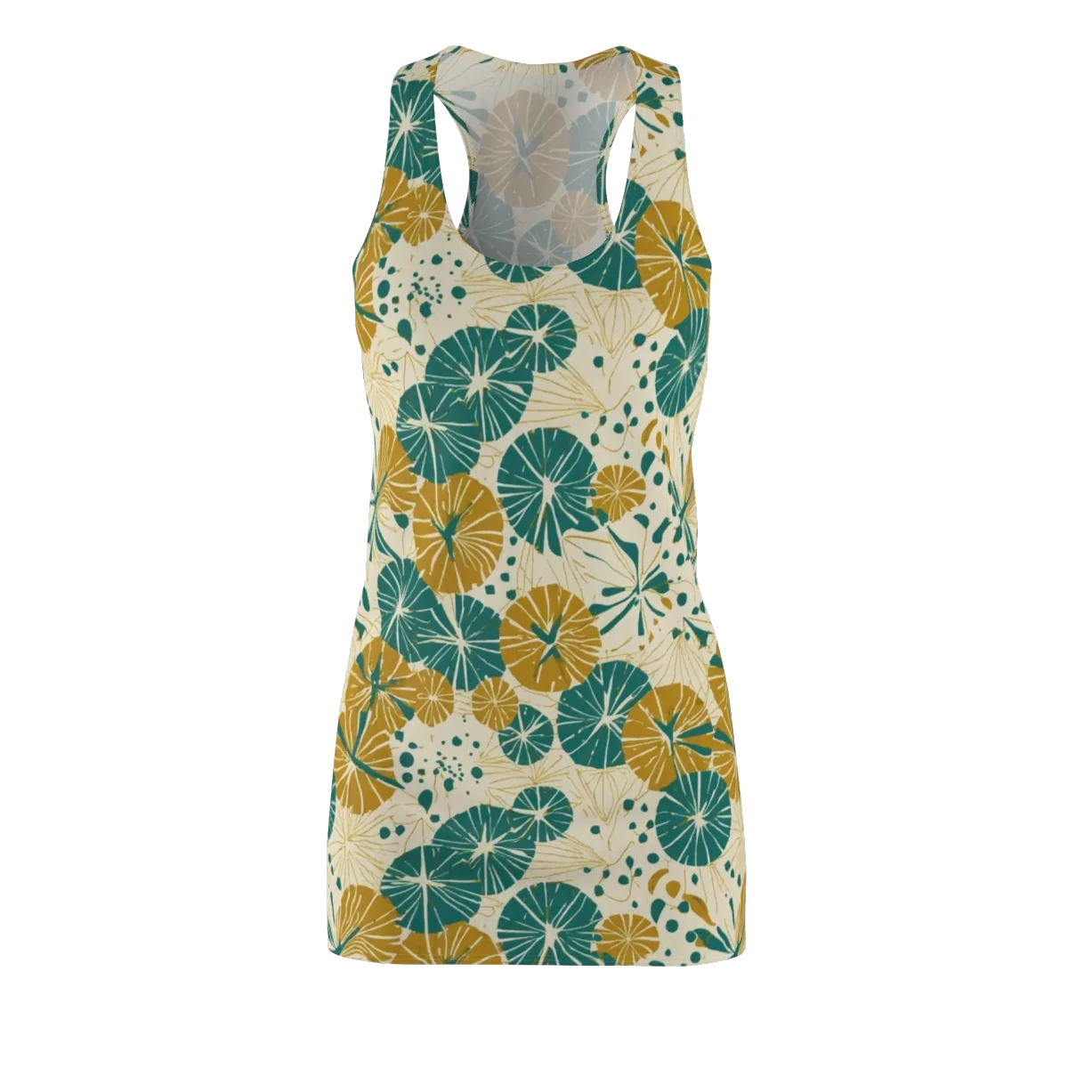 Ochre Lotus Field on Racerback Dress — Front