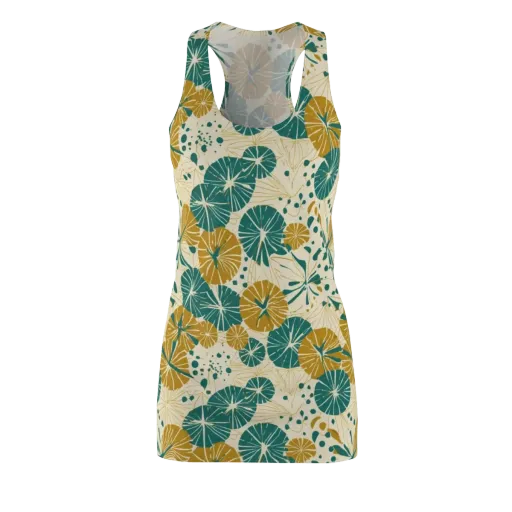 Ochre Lotus Field on a Racerback Dress