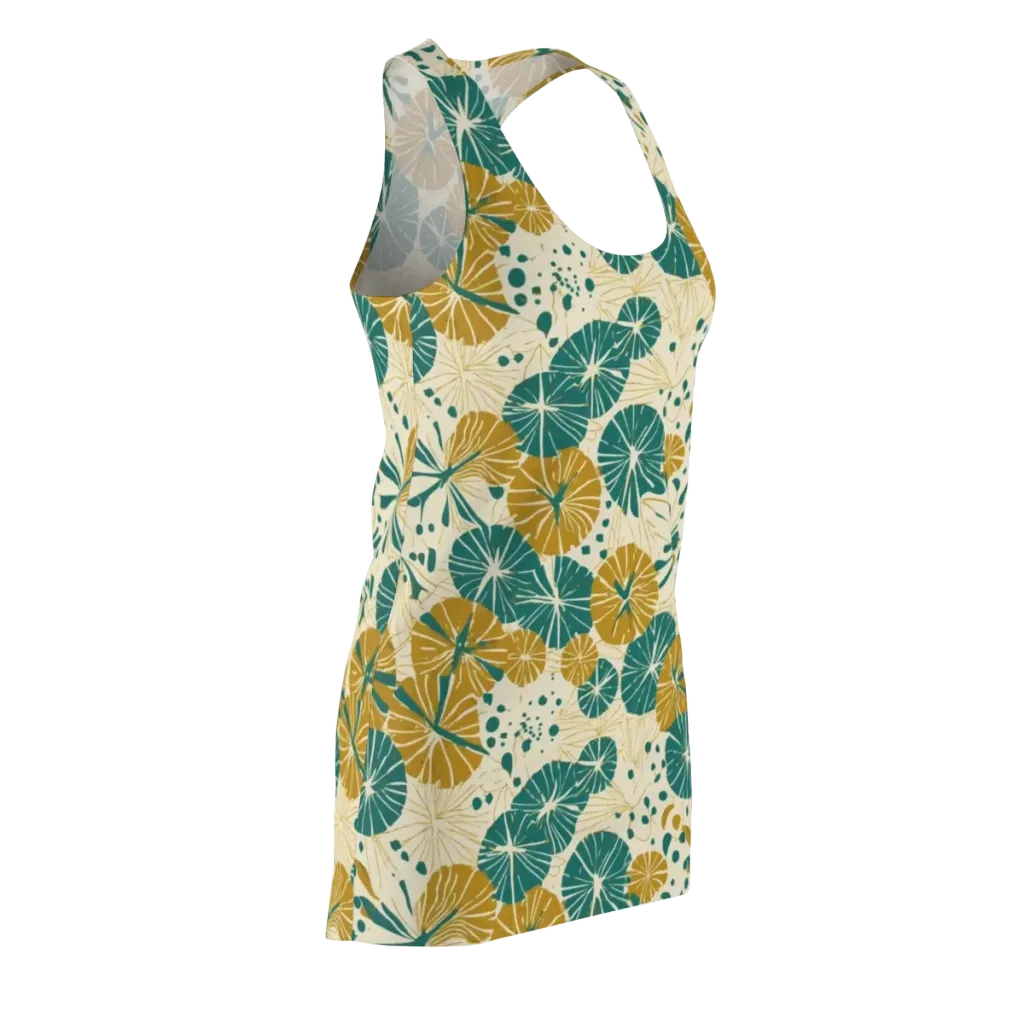 Ochre Lotus Field on Racerback Dress — Front Side