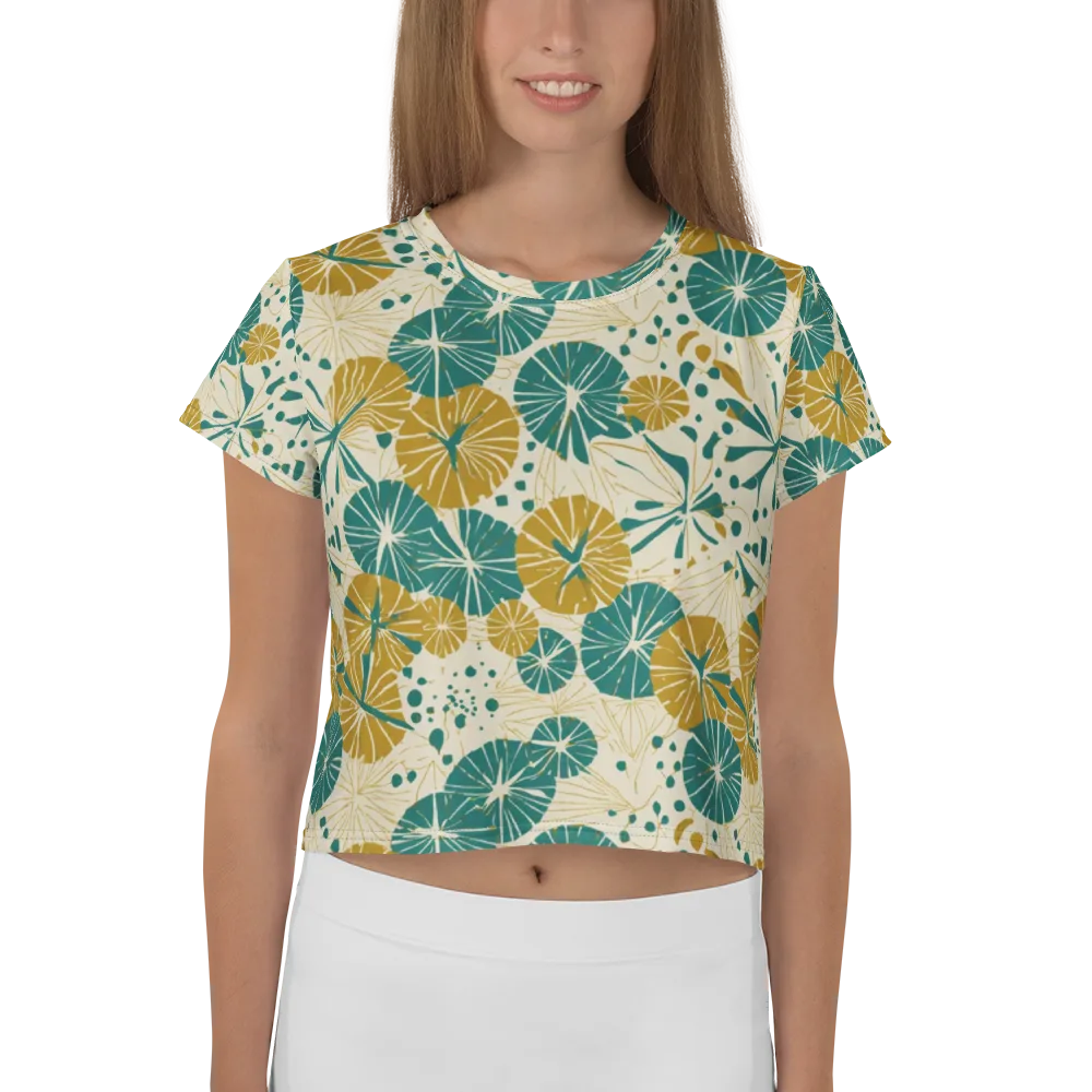 Ochre Lotus Field on Crop Tee — Front