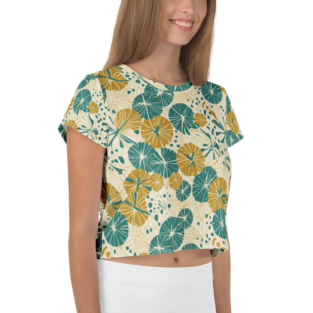Ochre Lotus Field on Crop Tee — Right