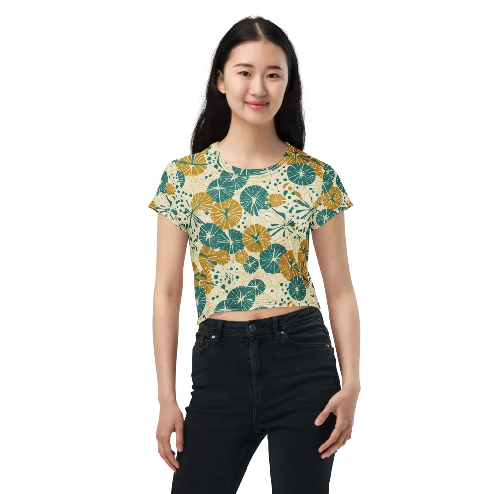 Ochre Lotus Field on Crop Tee — Front