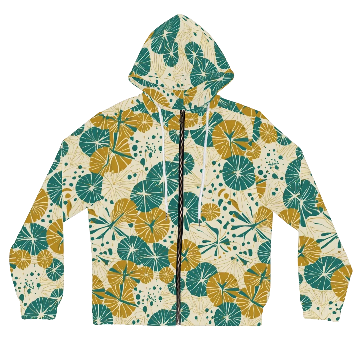 Ochre Lotus Field on Women's Full-Zip Hoodie — Front