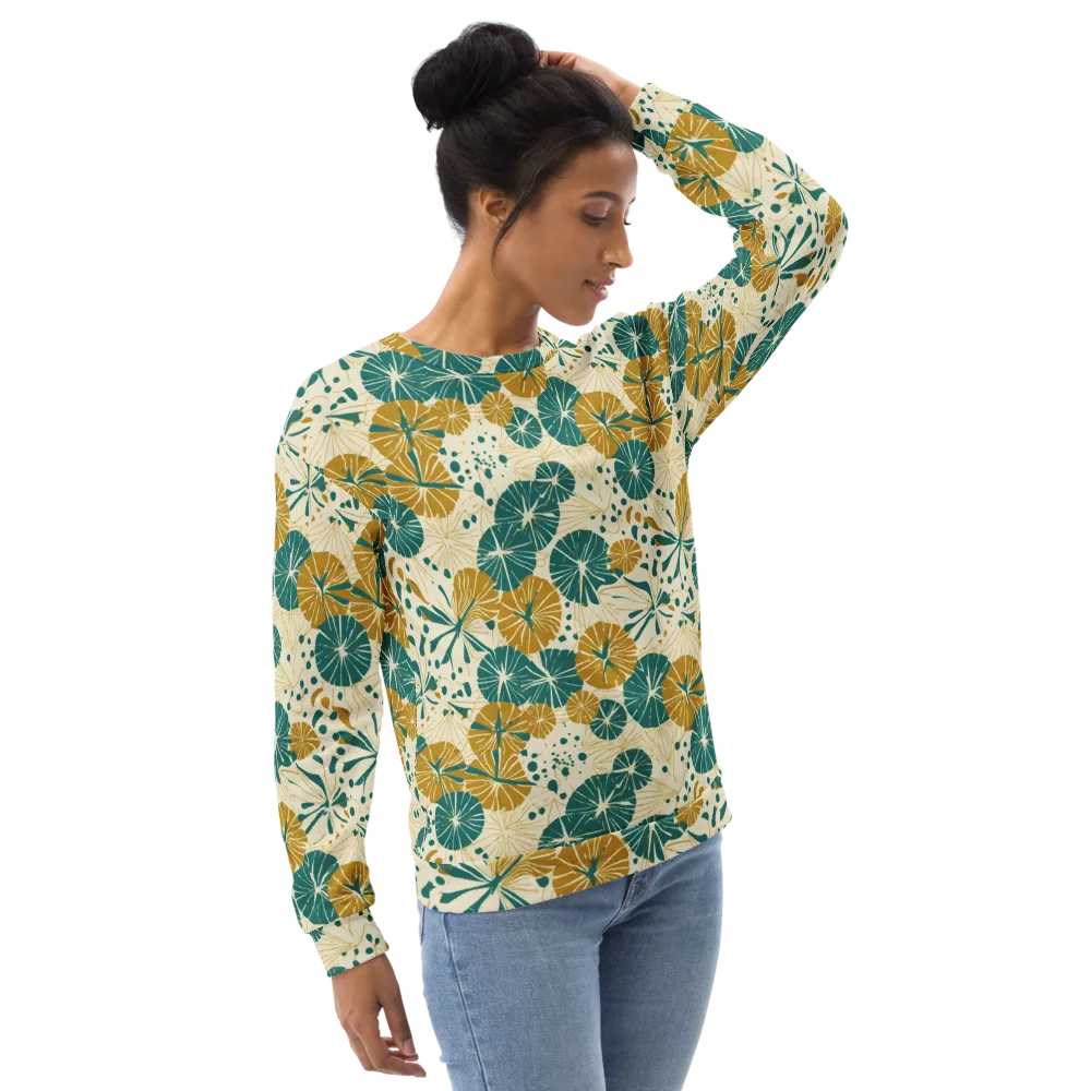 Ochre Lotus Field on Sweatshirt — Right Front