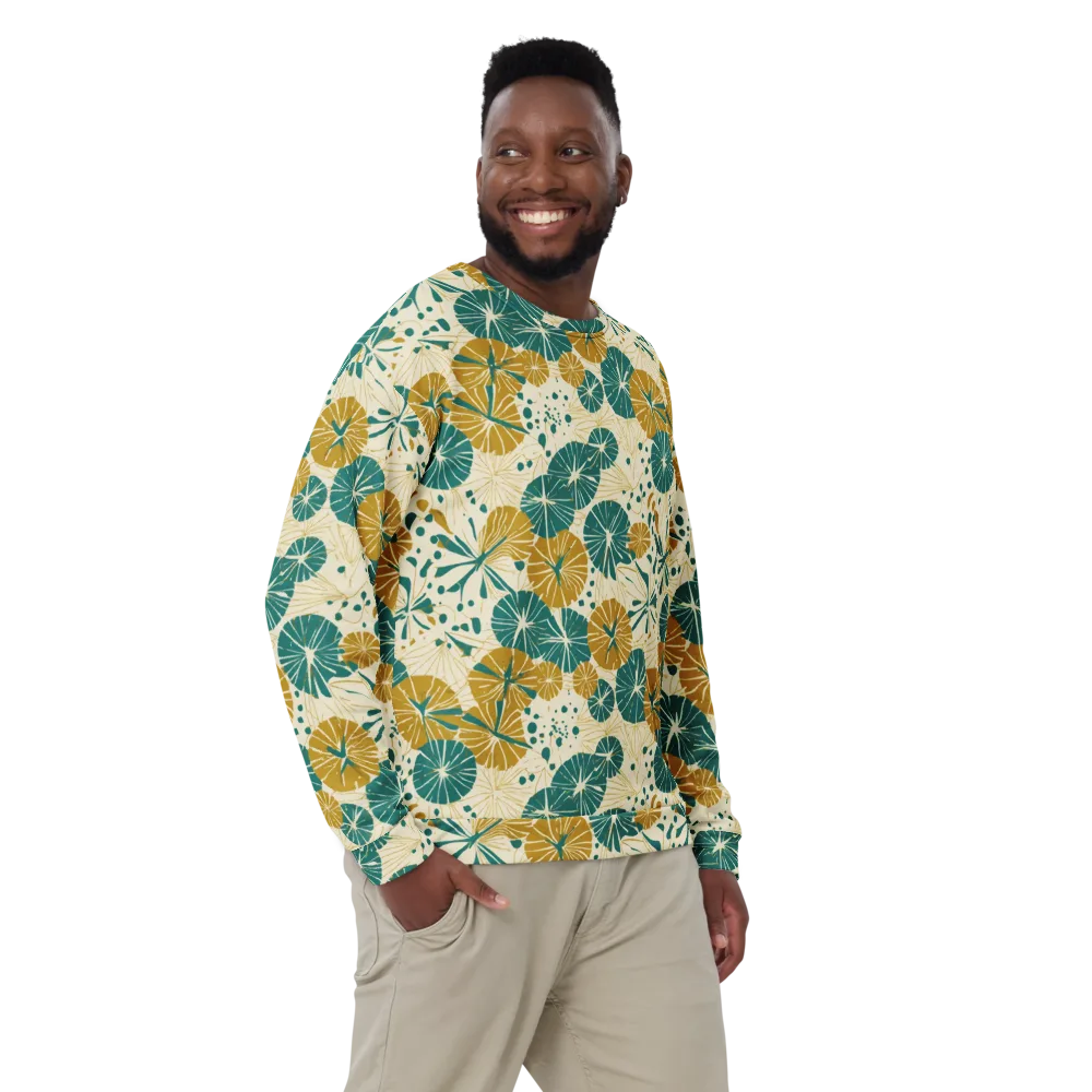 Ochre Lotus Field on Sweatshirt — Front