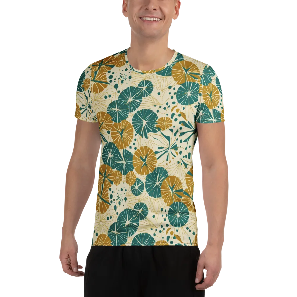 Ochre Lotus Field on Men's Athletic T-Shirt — Front