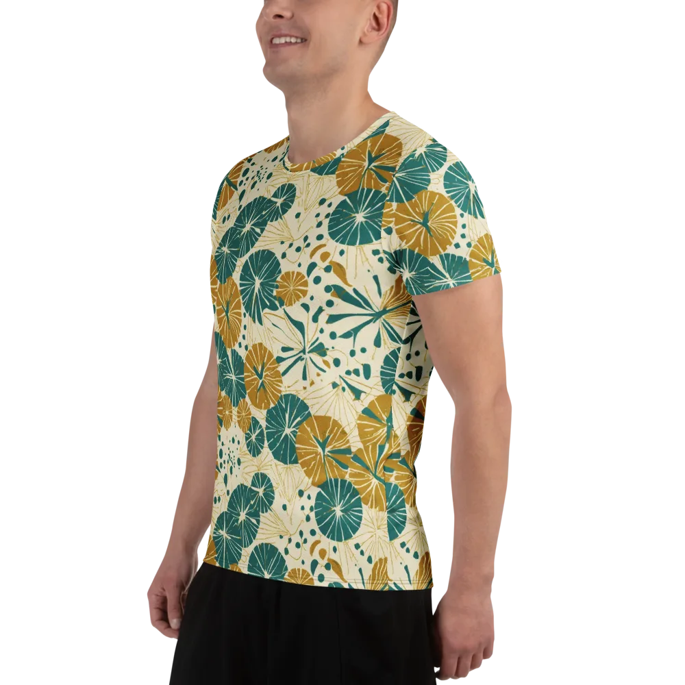 Ochre Lotus Field on Men's Athletic T-Shirt — Left