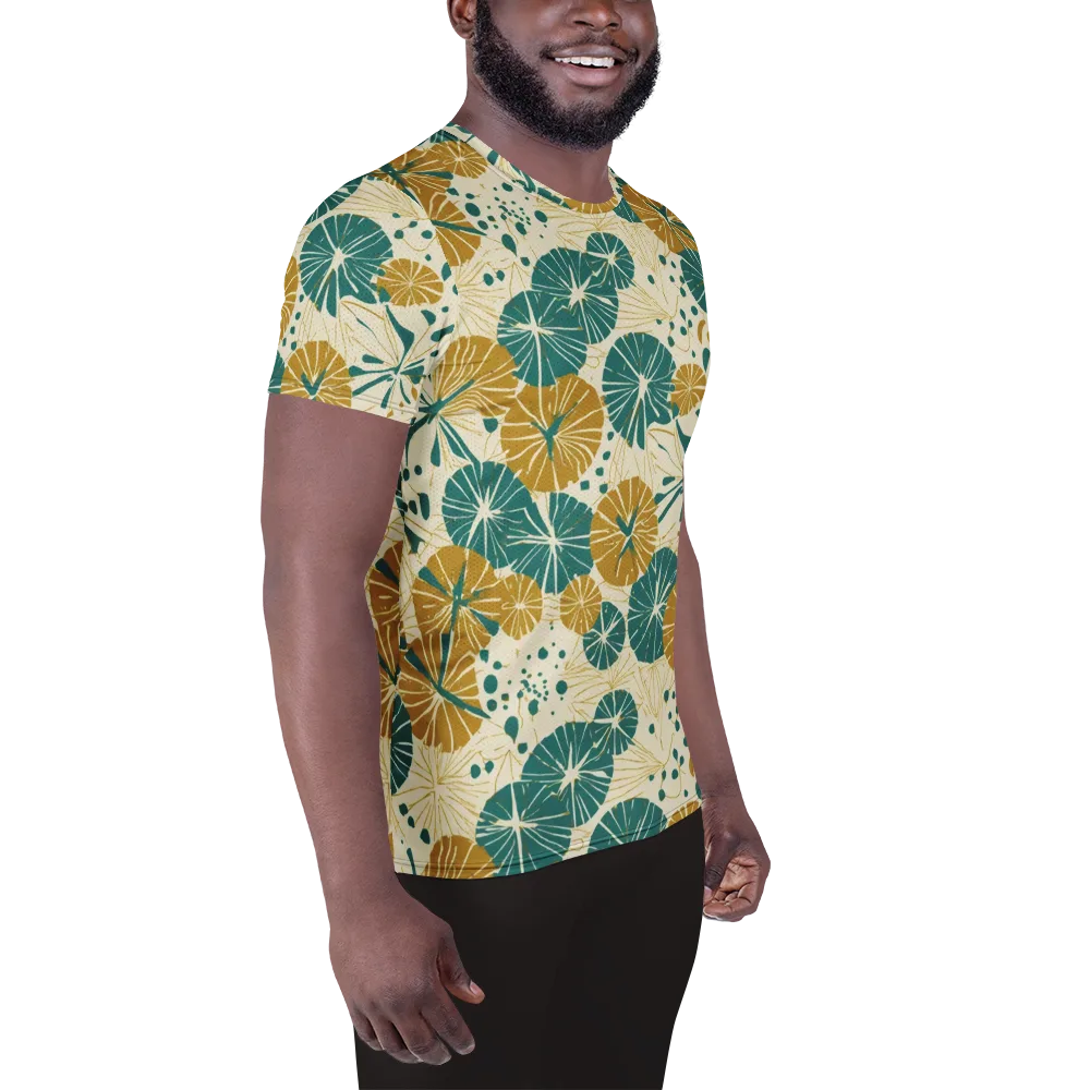 Ochre Lotus Field on Men's Athletic T-Shirt — Right