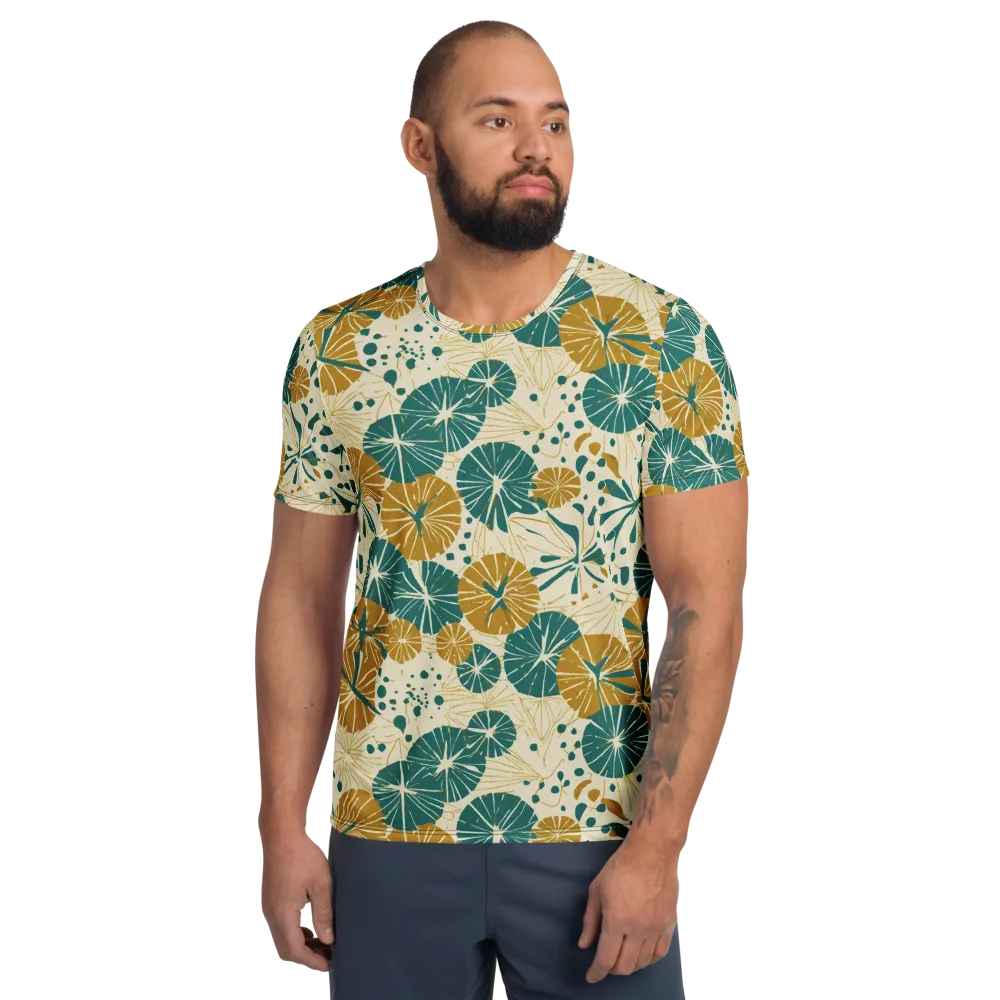 Ochre Lotus Field on Men's Athletic T-Shirt — Front