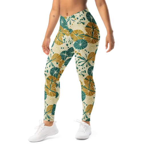 Ochre Lotus Field on a Leggings