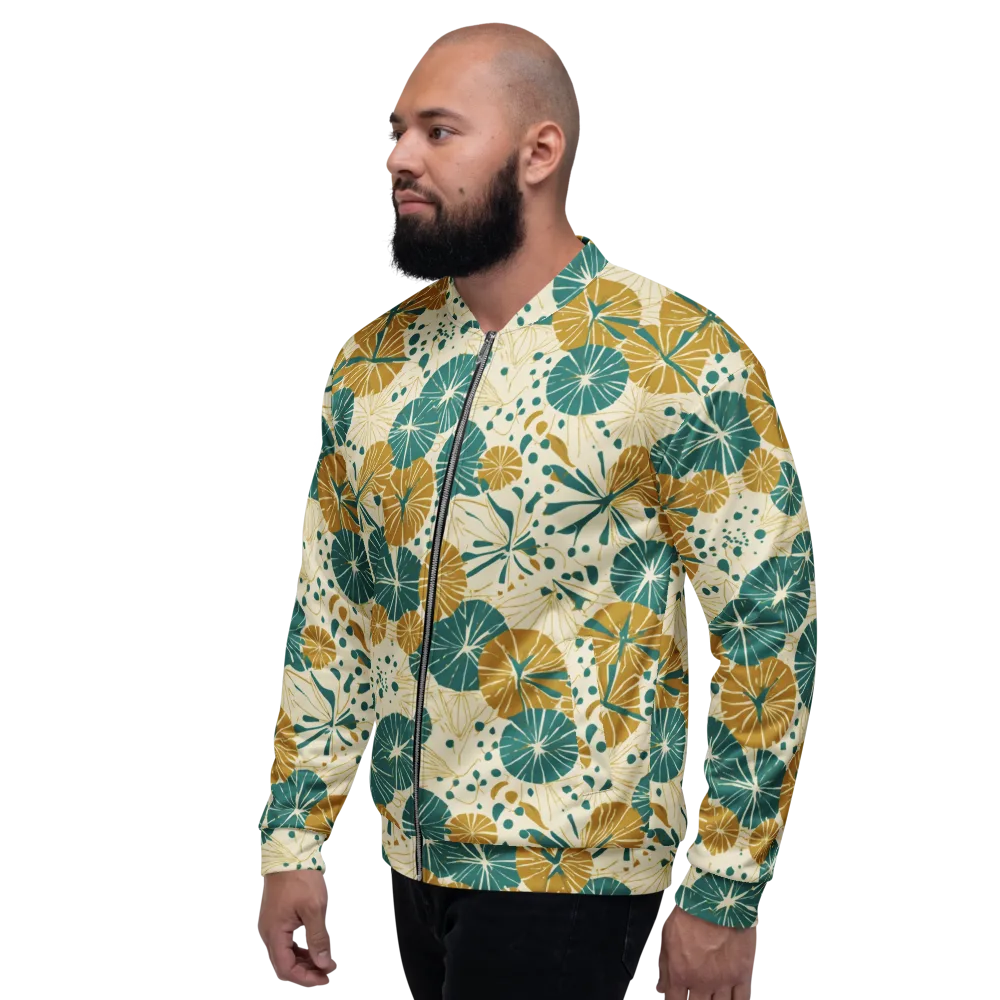 Ochre Lotus Field on Bomber Jacket — Left