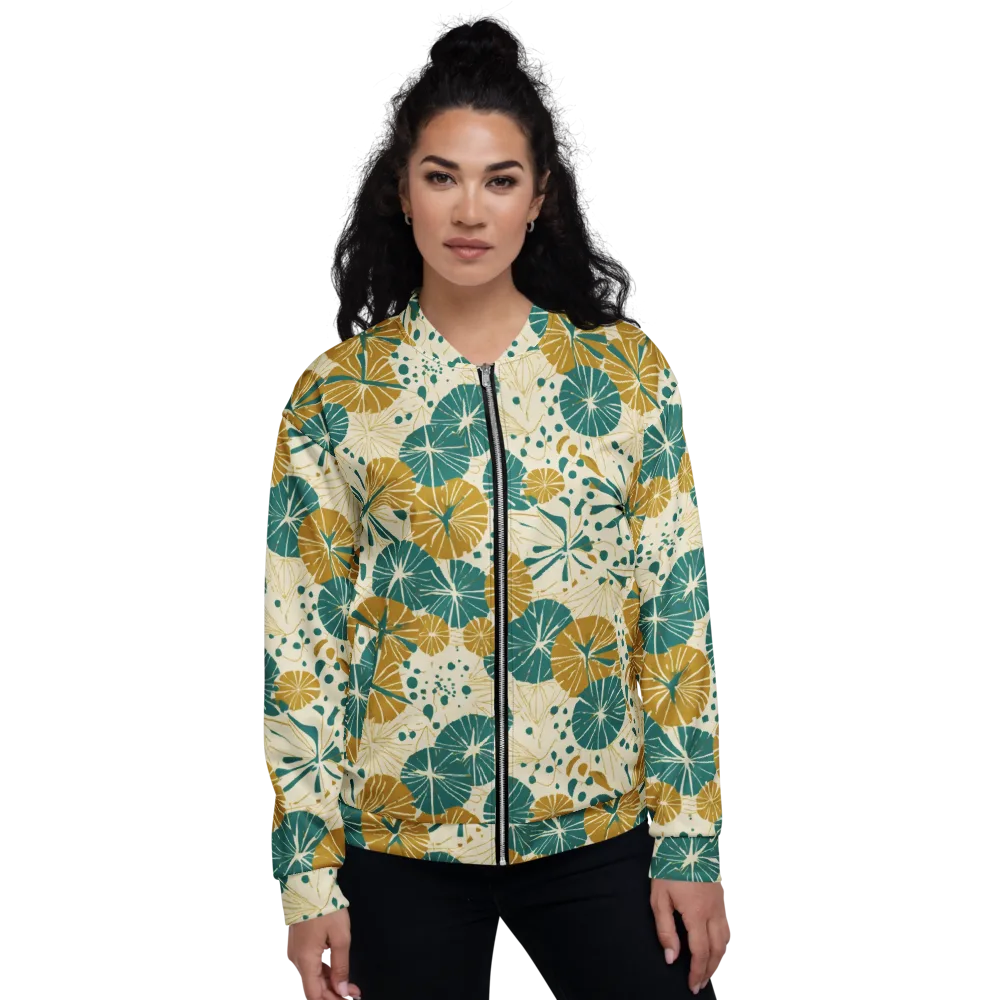 Ochre Lotus Field on Bomber Jacket — Front