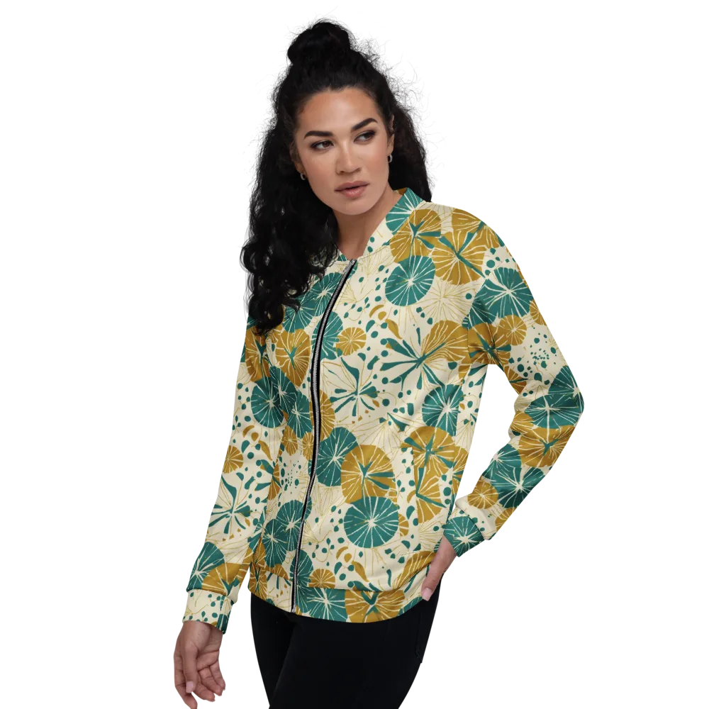 Ochre Lotus Field on Bomber Jacket — Left