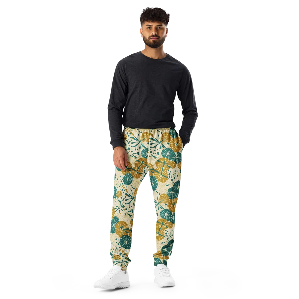 Ochre Lotus Field on Men's Joggers — Front