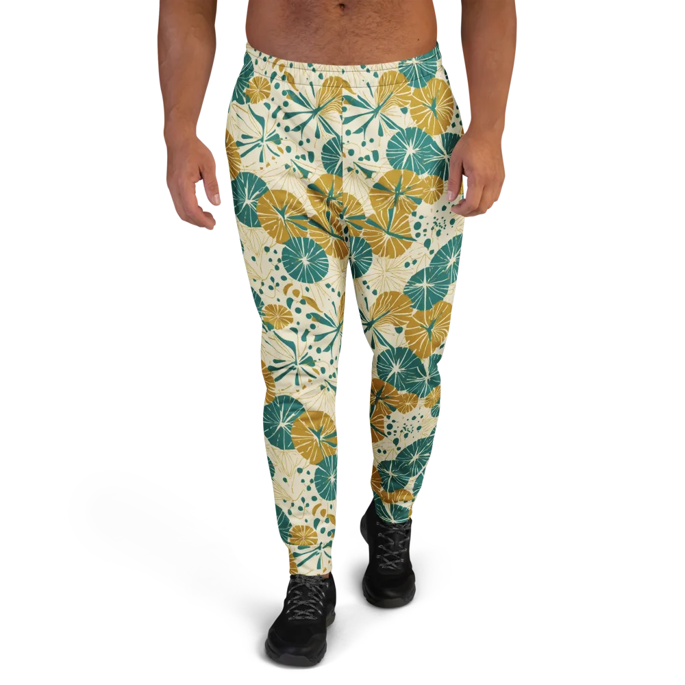 Ochre Lotus Field on Men's Joggers — Front