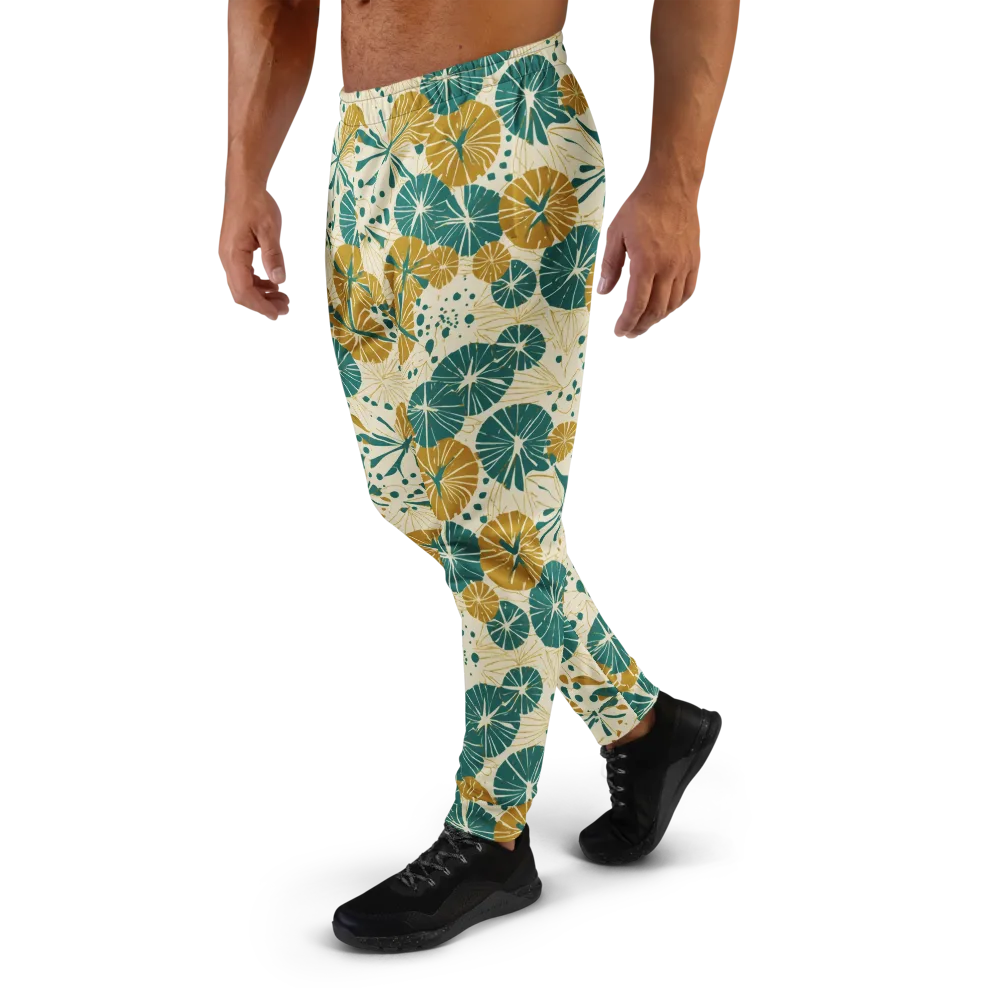 Ochre Lotus Field on Men's Joggers — Left