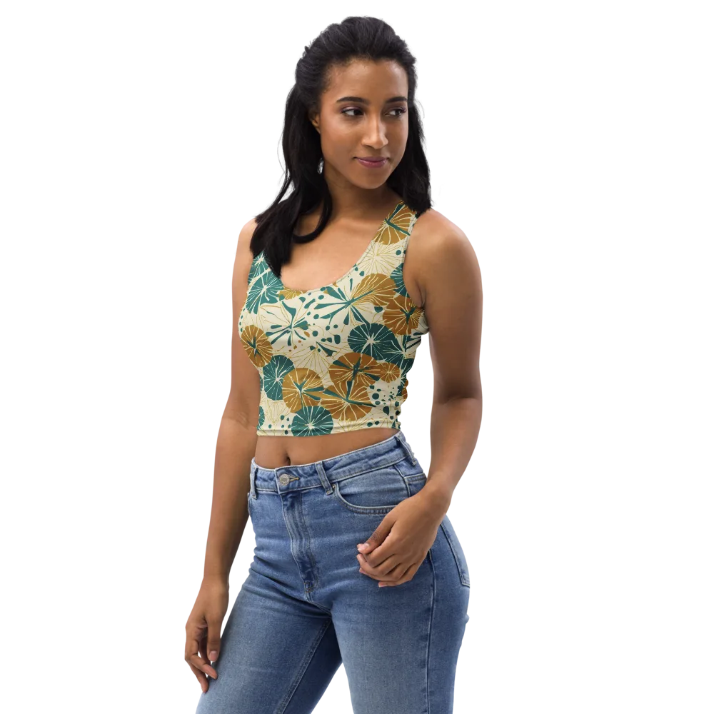 Ochre Lotus Field on Crop Top — Left Front