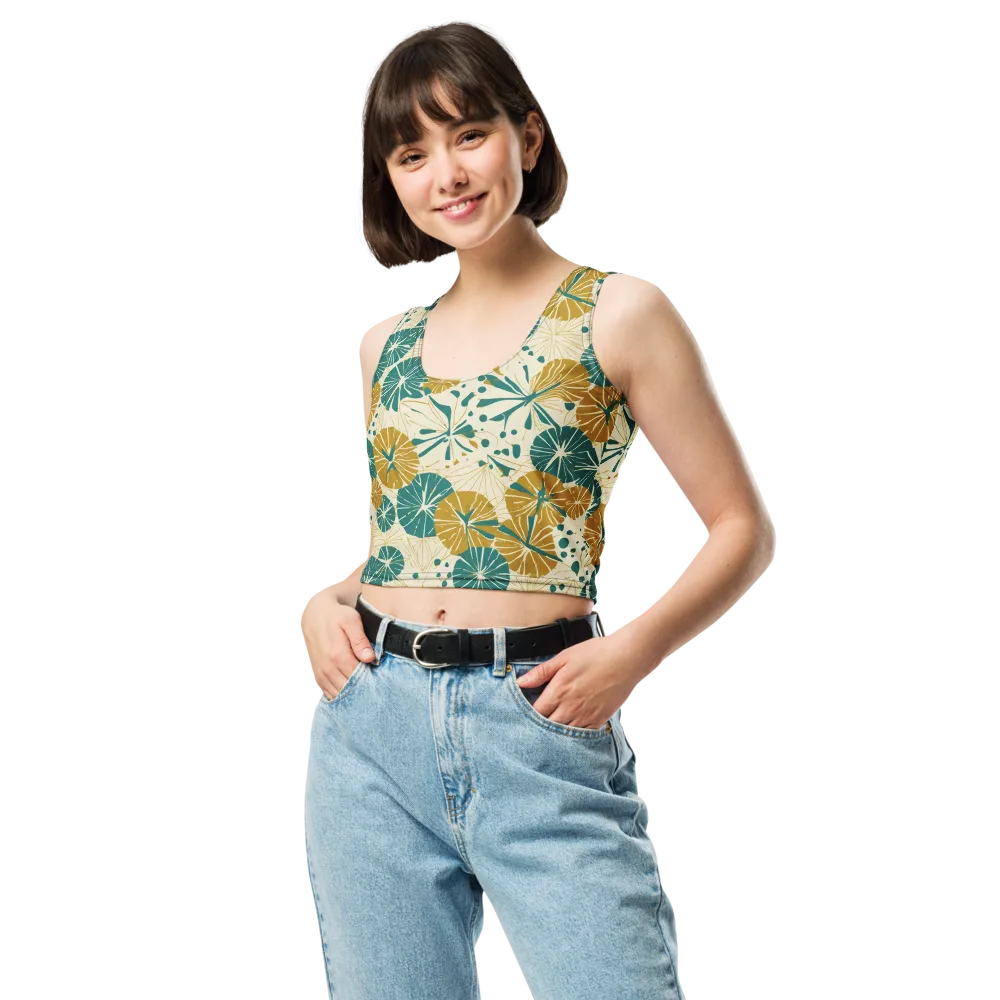 Ochre Lotus Field on Crop Top — Front