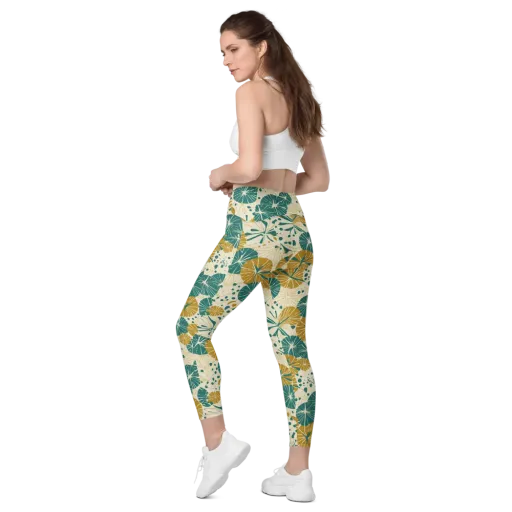 Ochre Lotus Field on a Leggings with Pockets