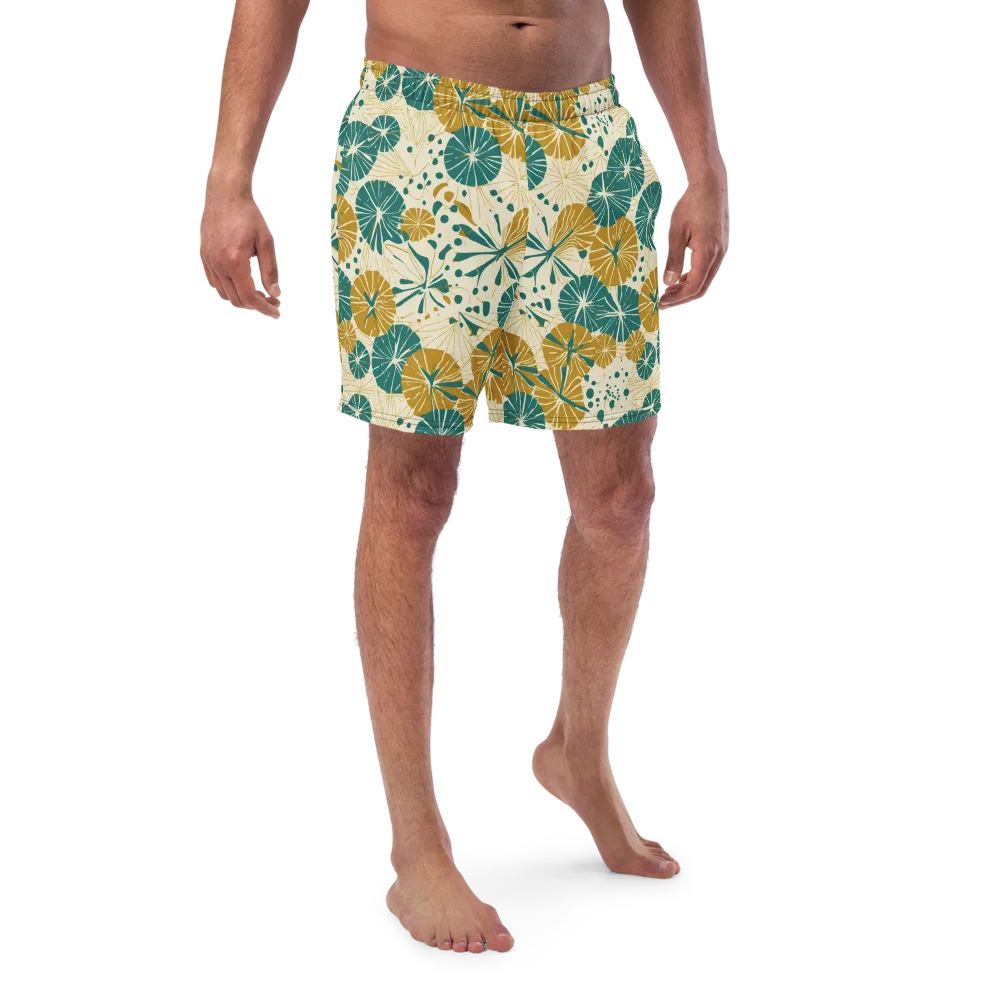 Ochre Lotus Field on Swim Trunks — Front