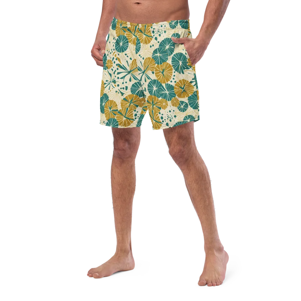 Ochre Lotus Field on Swim Trunks — Left Front