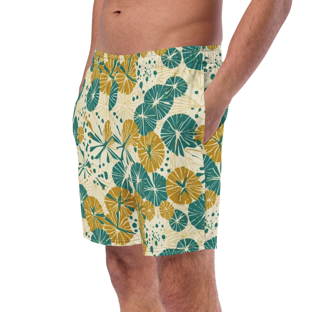 Ochre Lotus Field on Swim Trunks — Left Front