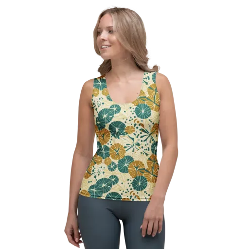 Ochre Lotus Field on a Women's Tank Top