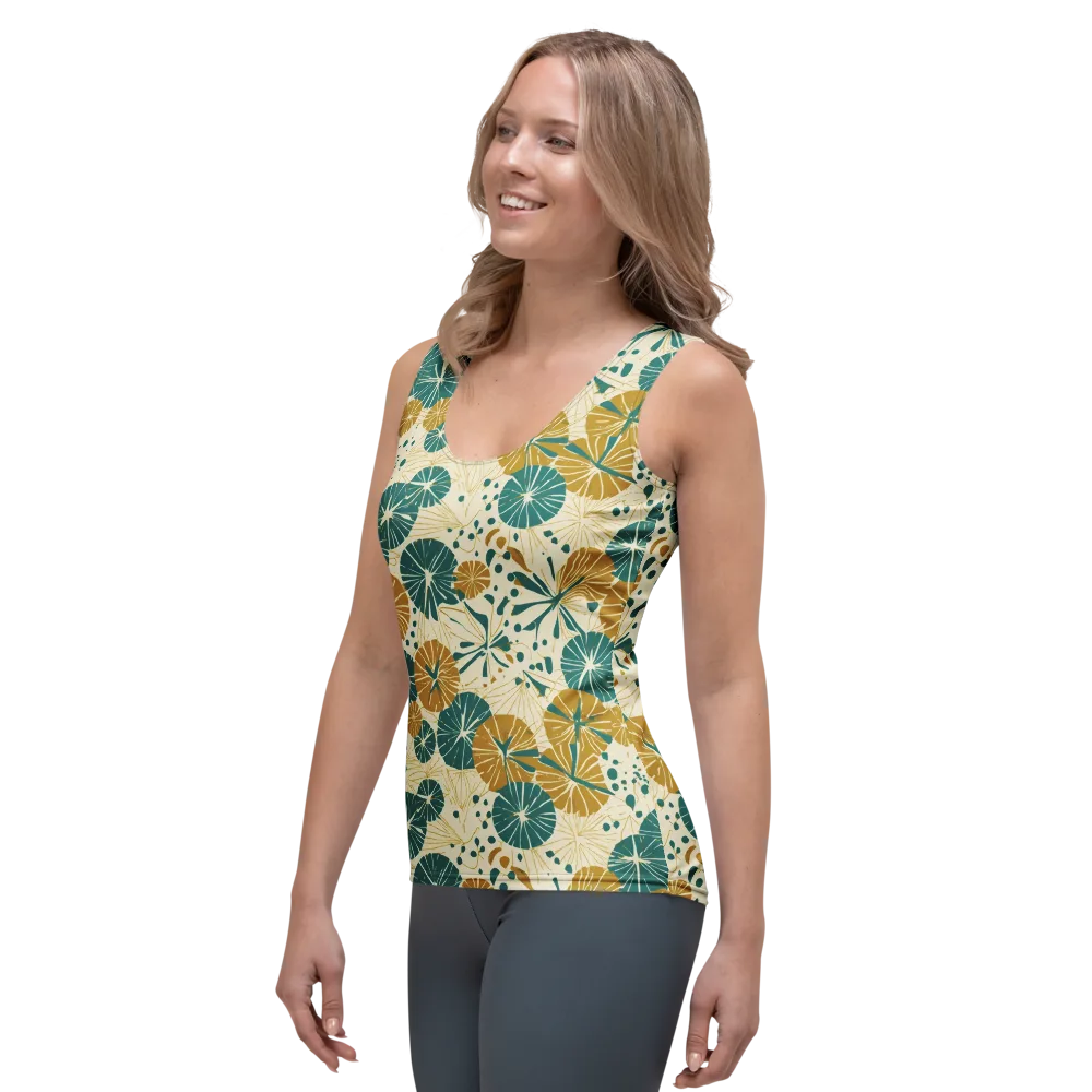 Ochre Lotus Field on Women's Tank Top — Left Front