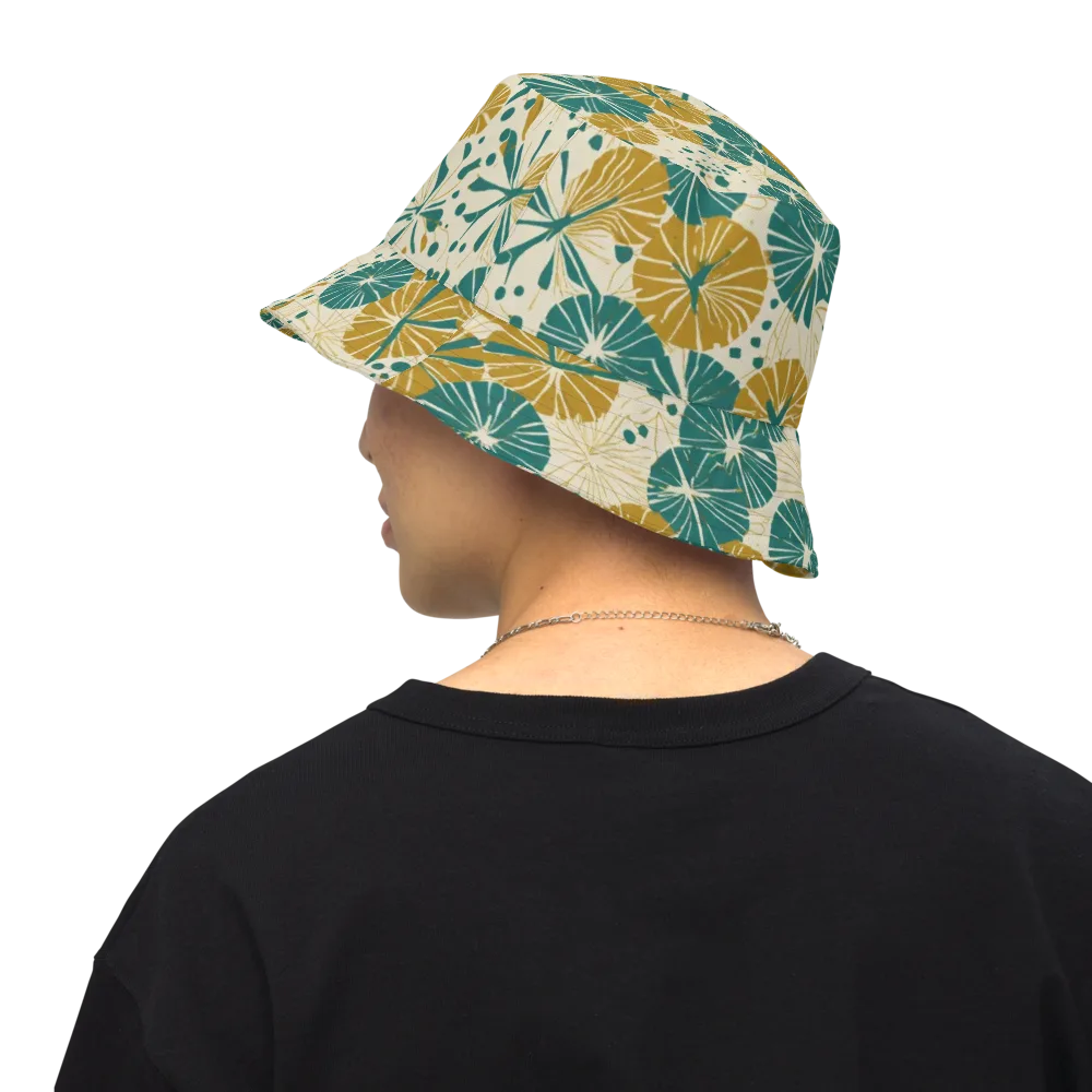 Ochre Lotus Field on Reversible Bucket Hat — Back Inside