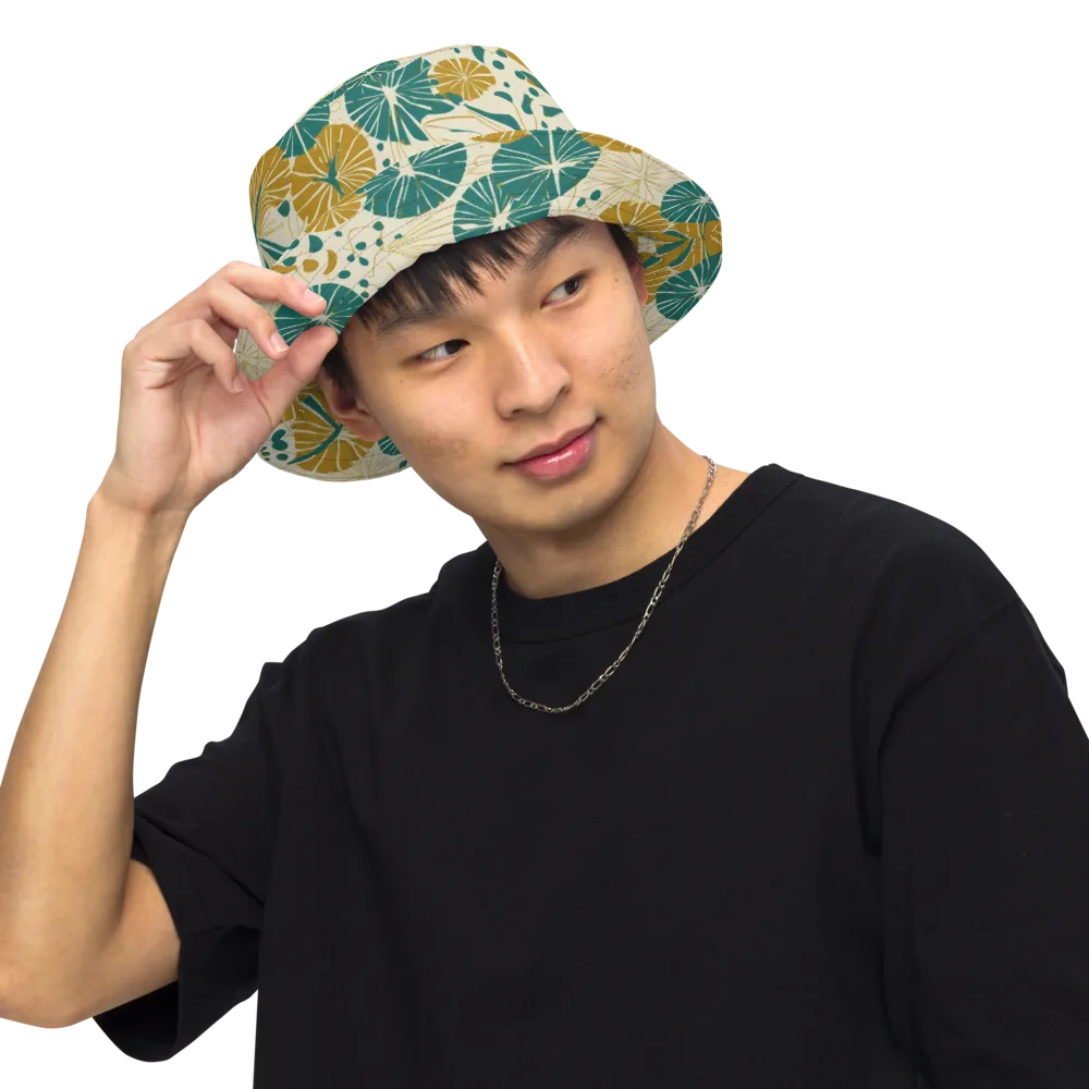 Ochre Lotus Field on Reversible Bucket Hat — Front Inside