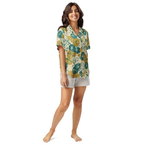 Ochre Lotus Field on a Women's Short Sleeve Pajama Top