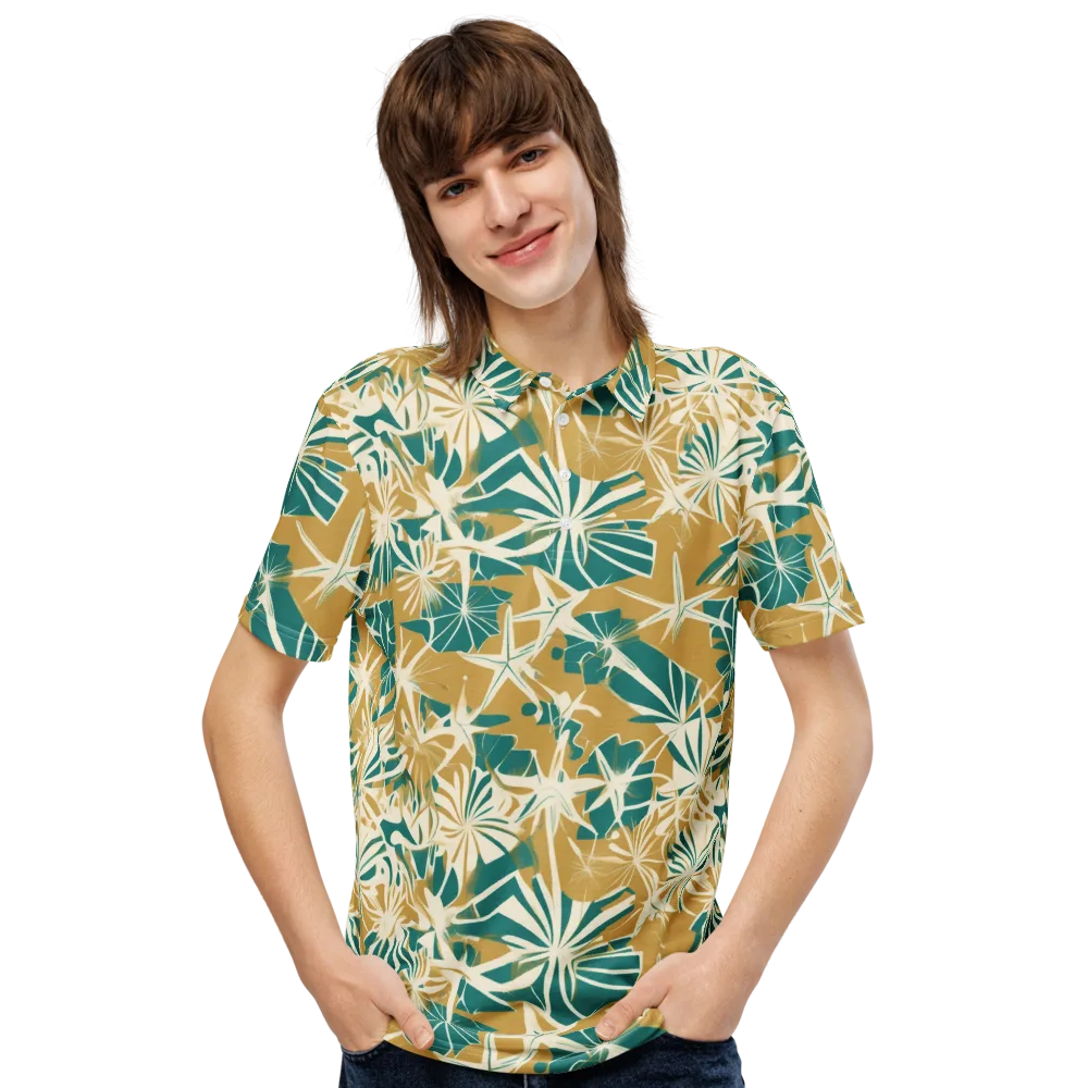 Teal Garden Rhapsody on Men's Slim Fit Polo Shirt — Front