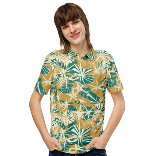 Teal Garden Rhapsody on a Men's Slim Fit Polo Shirt