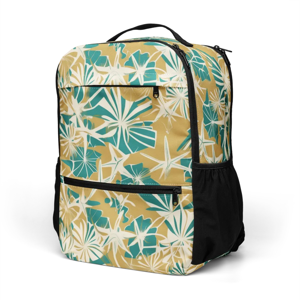 Teal Garden Rhapsody on Utility Backpack — Left Front
