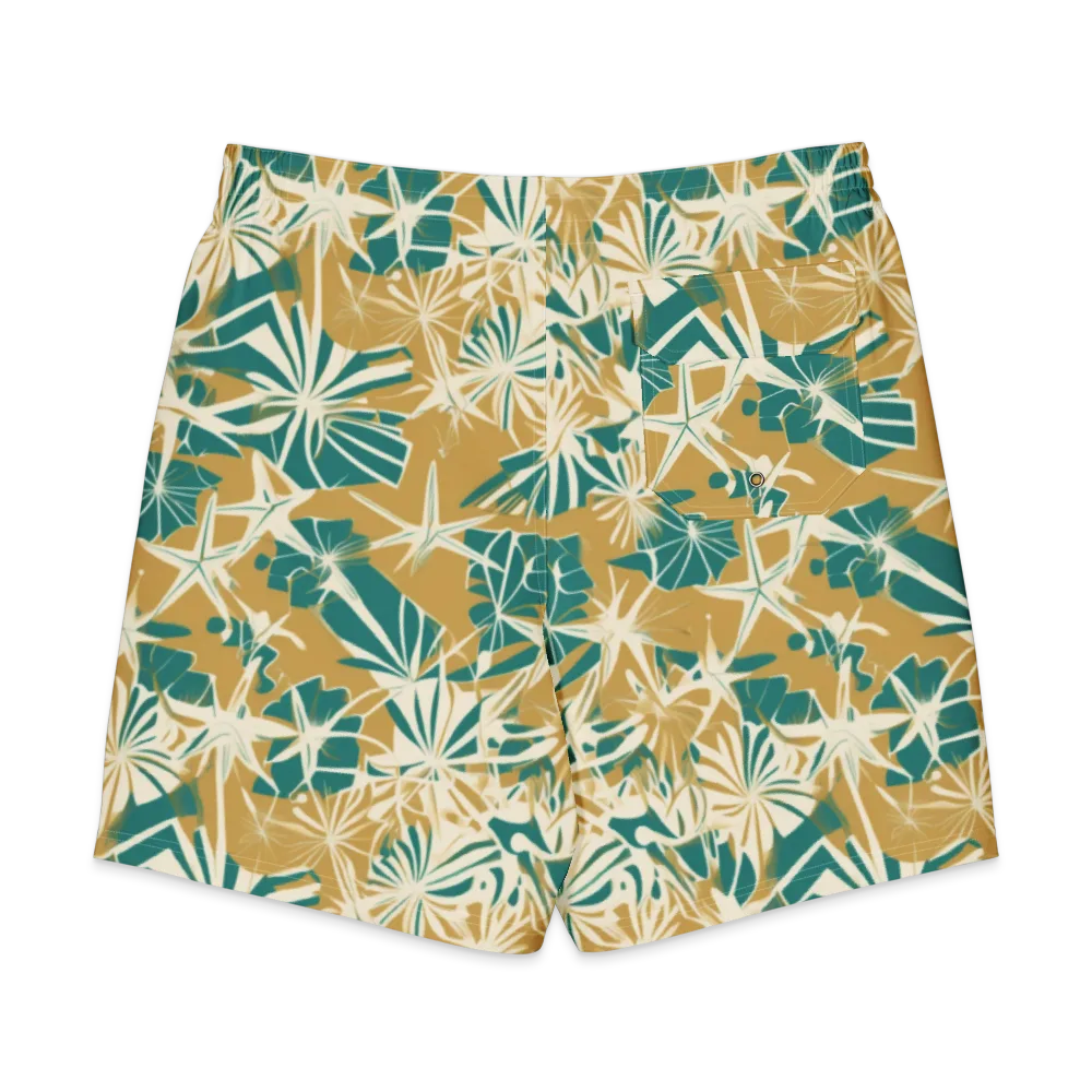 Teal Garden Rhapsody on Men's Board Shorts — Back