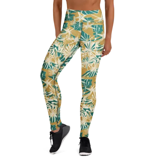 Teal Garden Rhapsody on a Yoga Leggings